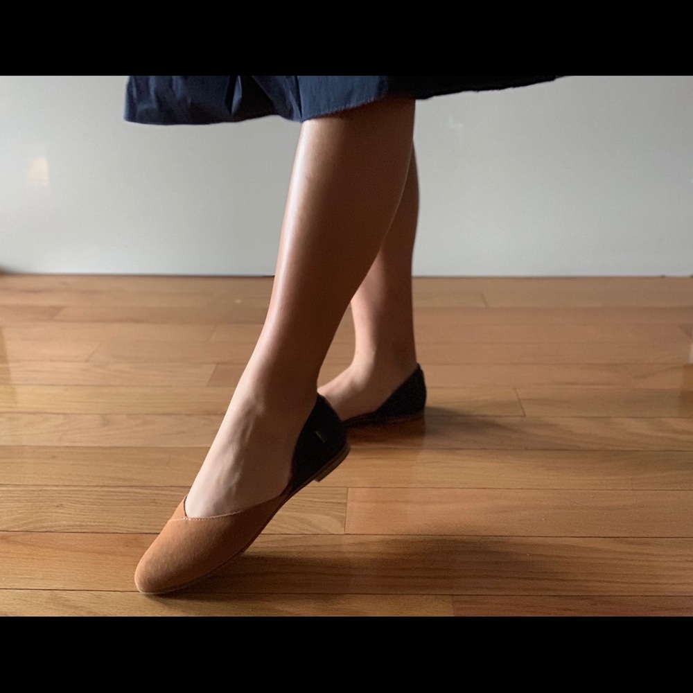 TOMS Brown Suede&Denim Women’s Julie D’Orsay Flats